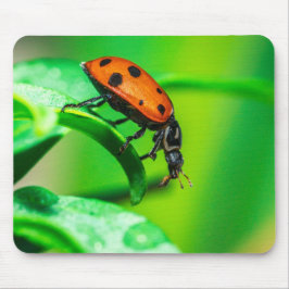Ladybug on Leaf – Macro Nature Photo Art Print Muismat
