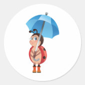 Ladybug onder een multifunctionele klassieke ronde ronde sticker (Voorkant)