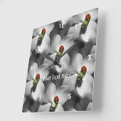 Ladybug op Dogwood Flower Natuur Pattern Vierkante Klok (Hoek)