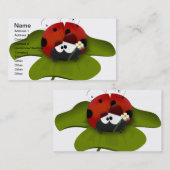 Ladybug op een groen blad visitekaartje (Voorkant / Achterkant)