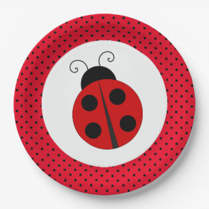 Ladybug op Polka Dots Design Paper-Borden Papieren Bordje