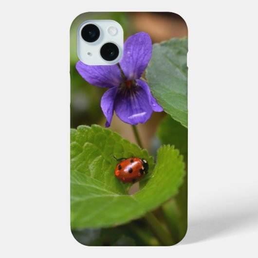 Ladybug op Sweet Violet Flowers Case-Mate iPhone Case (Achterkant)