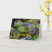 Ladybug op Sweet Violet Flowers Kaart (Gele Bloem)
