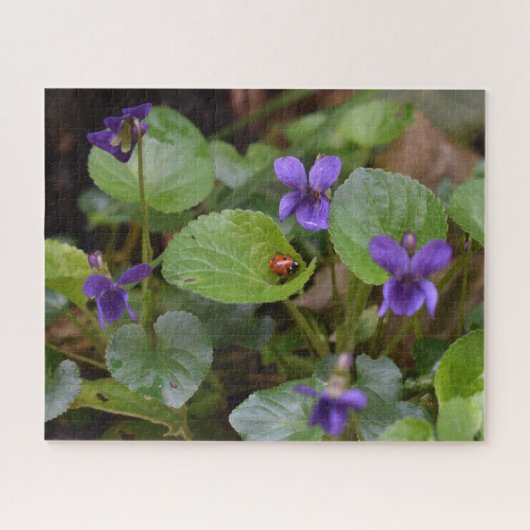 Ladybug op Sweet Violet Flowers Legpuzzel (Horizontaal)