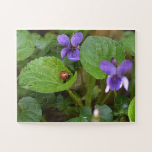 Ladybug op Sweet Violet Flowers Legpuzzel