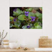 Ladybug op Sweet Violet Flowers Poster (Keuken)