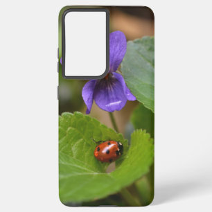 Ladybug op Sweet Violet Flowers Samsung Galaxy Hoesje