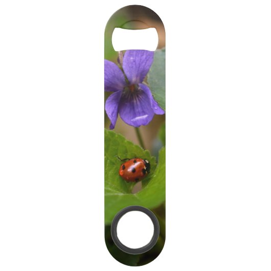 Ladybug op Sweet Violet Flowers Speed Flessenopener (Achterkant)