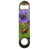 Ladybug op Sweet Violet Flowers Speed Flessenopener (Voorkant)