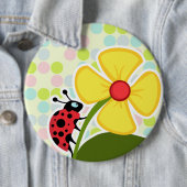 Ladybug Pastel Kleuren, Polka Dot Ronde Button 6,0 Cm (In situ)