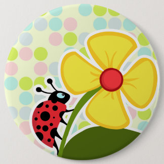 Ladybug Pastel Kleuren, Polka Dot Ronde Button 6,0 Cm