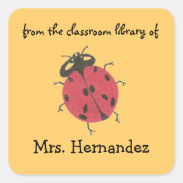Ladybug personalized teacher gift bookplate vierkante sticker