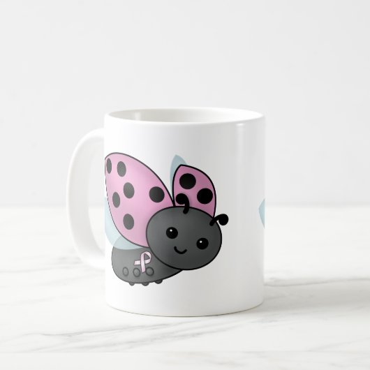 Ladybug Pink Awareness Ribbon Coffee Mug (Devant gauche)