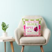 Ladybug Pink Green Baby Announcement Pillow Kussen (Stoel)