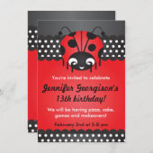 Ladybug Polka Dot Anniversaire Fête Invitation (Devant / Derrière)