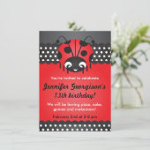 Ladybug Polka Dot Anniversaire Fête Invitation (Debout devant)