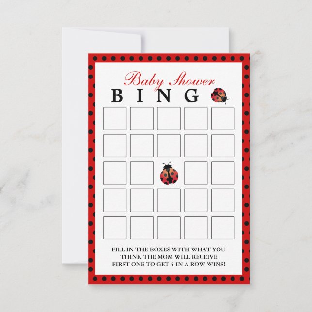 Ladybug Polka Dot Baby shower Bingo Kaarten (Voorkant)