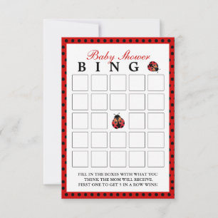 Ladybug Polka Dot Baby shower Bingo Kaarten