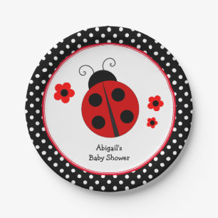 Ladybug Polka Dot Baby shower Papieren Bordje