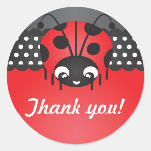 Ladybug Polka Dot Birthday Dank je wel Ronde Sticker
