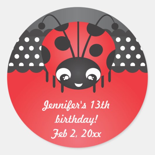 Ladybug Polka Dot Birthday Party Stickers (Voorkant)