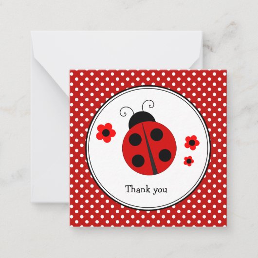 Ladybug Polka Dot Merci Carte Note (Devant)