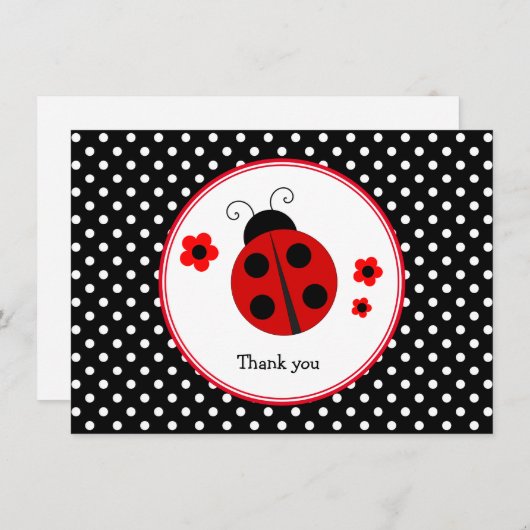 Ladybug Polka Dot Merci Carte Note (Devant / Derrière)