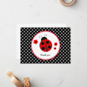 Ladybug Polka Dot Merci Carte Note (Devant/Arrière en situation)