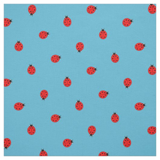 Ladybug Polka Dot Pattern op Blue Stof (Swatch)
