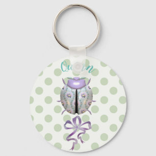 Ladybug polka stip florale schattige sleutelhanger