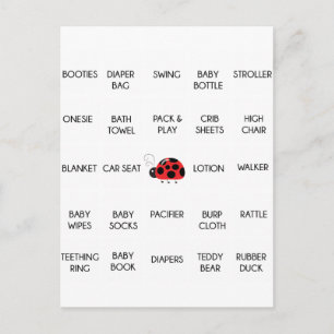 Ladybug Polkadots Baby shower Bingo Call Words Uitnodiging Briefkaart