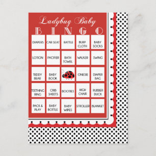 Ladybug Polkadots Baby shower Bingo Kaart 11