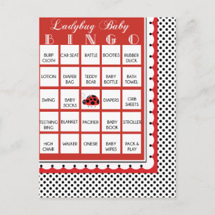 Ladybug Polkadots Baby shower Bingo Kaart 15