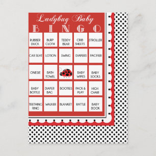 Ladybug Polkadots Baby shower Bingo Kaart 19