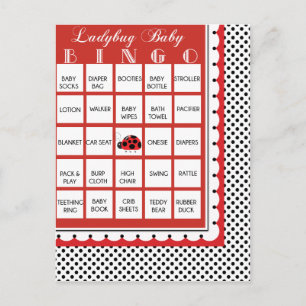 Ladybug Polkadots Baby shower Bingo Kaart 23