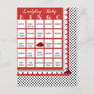 Ladybug Polkadots Baby shower Bingo Kaart 3