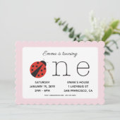 Ladybug première invitation anniversaire en rose (Debout devant)