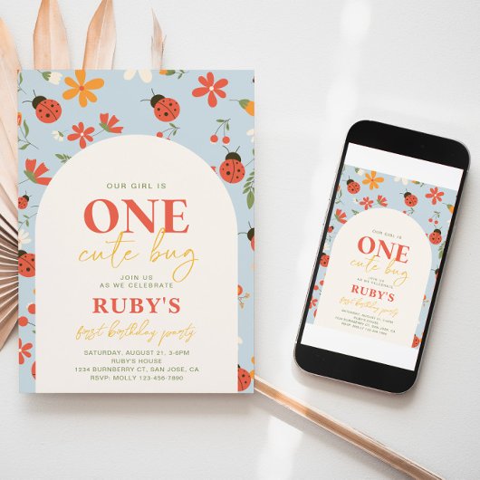 Ladybug première invitation anniversaire | Ladybug