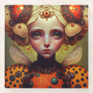 Ladybug Queen 2 Cute Fantasy Art Glazen Onderzetter