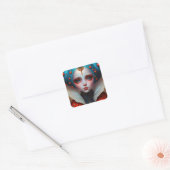 Ladybug Queen Cute Fantasy Art Vierkante Sticker (Envelop)