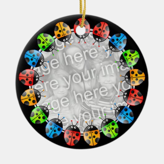 Ladybug-rand Keramisch Ornament (Voorkant)