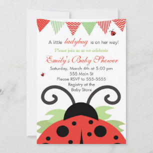 Ladybug Red Baby Girl Shower Kaart