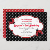 Ladybug Red & Black Anniversaire Invitations (Devant / Derrière)
