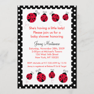 Ladybug Red Black Stippen Baby shower Kaart