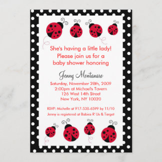 Ladybug Red Black Stippen Baby shower Kaart