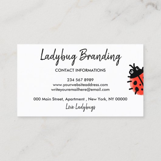 Ladybug Red Black Visitekaartje (Achterkant)