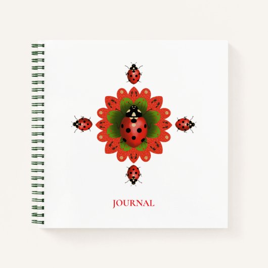 Ladybug Red + Green + White Journal 8.5" X 8'5" (Devant)