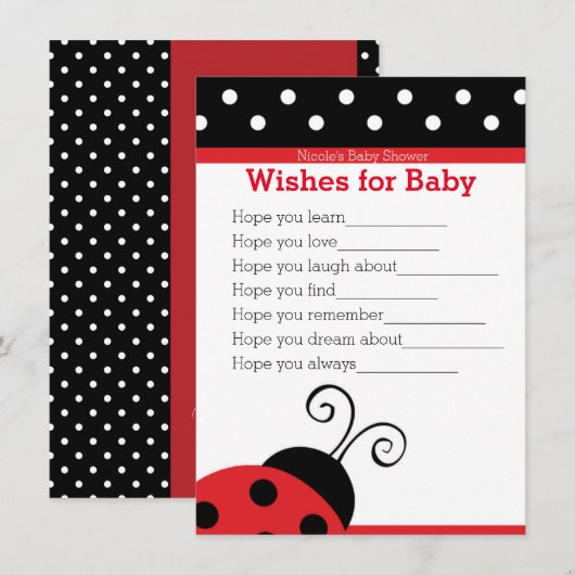 Ladybug Red Polka Dot souhaite une carte Baby show (Devant / Derrière)