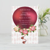 Ladybug Red Roses Baby shower Invitation (Debout devant)