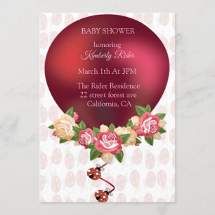Ladybug Red Roses Baby shower Uitnodiging